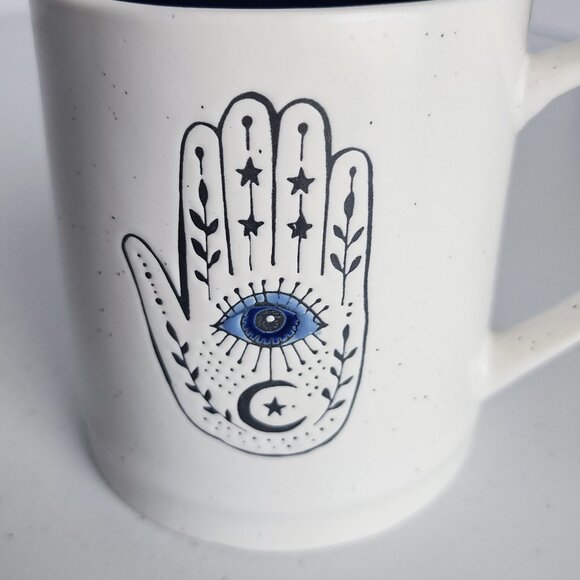 Stay Wild Moon Child Evil Eye Hamsa Hand White Blue Coffee Mug Tea Cup Celestial - Picture 3 of 7